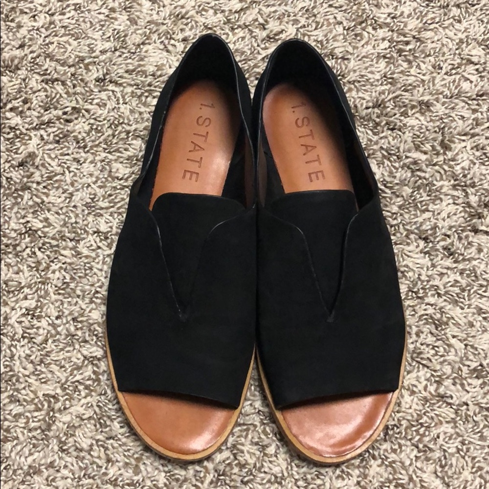 1 State black leather shoes